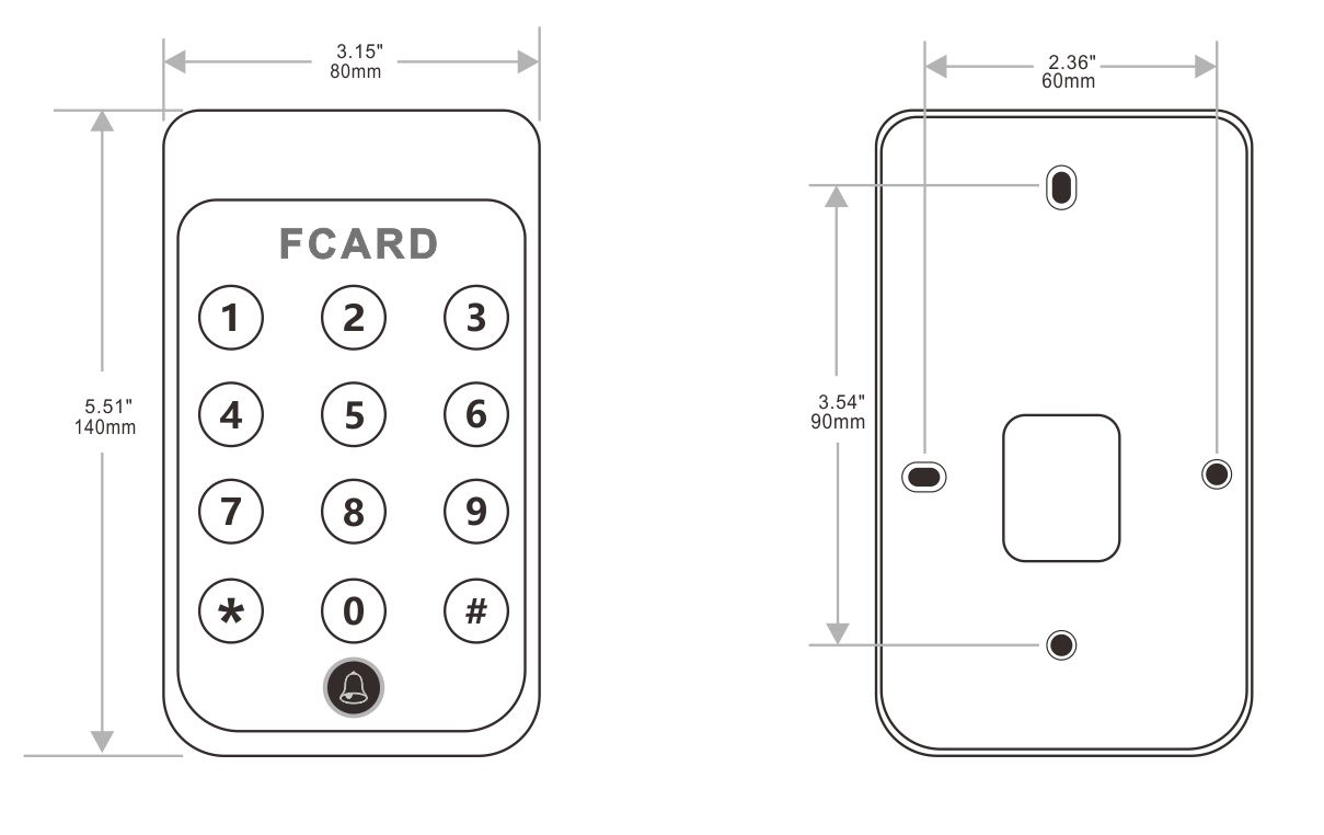 Metal Keyboard RFID Card Reader Size