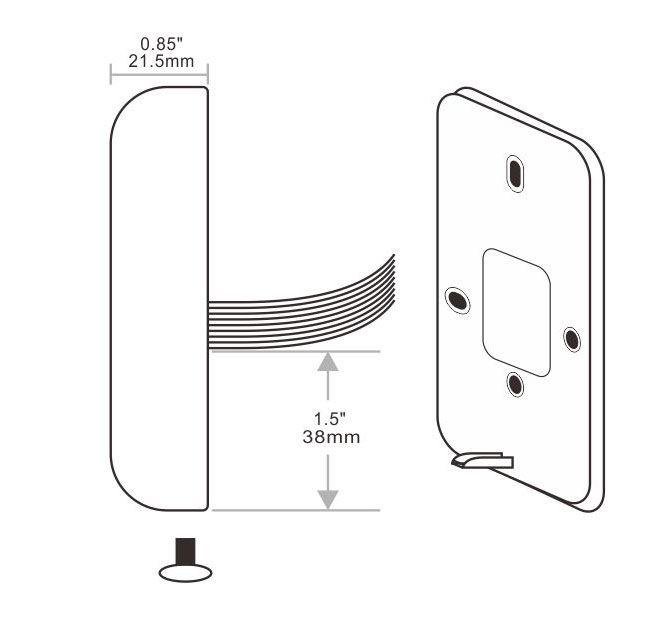 按键门禁一体机的侧视图