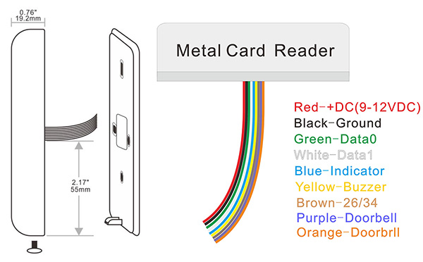Metal RFID Card Reader Wiring diagram