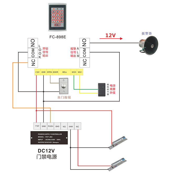 门禁一体机的接线图