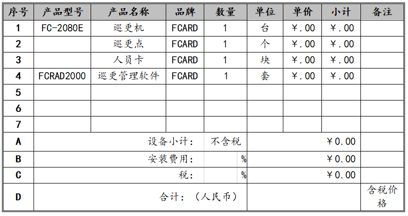 电子巡更系统配置清单
